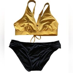 Kona Sol Women's Bikini Set Size‎ XL Yellow White Black